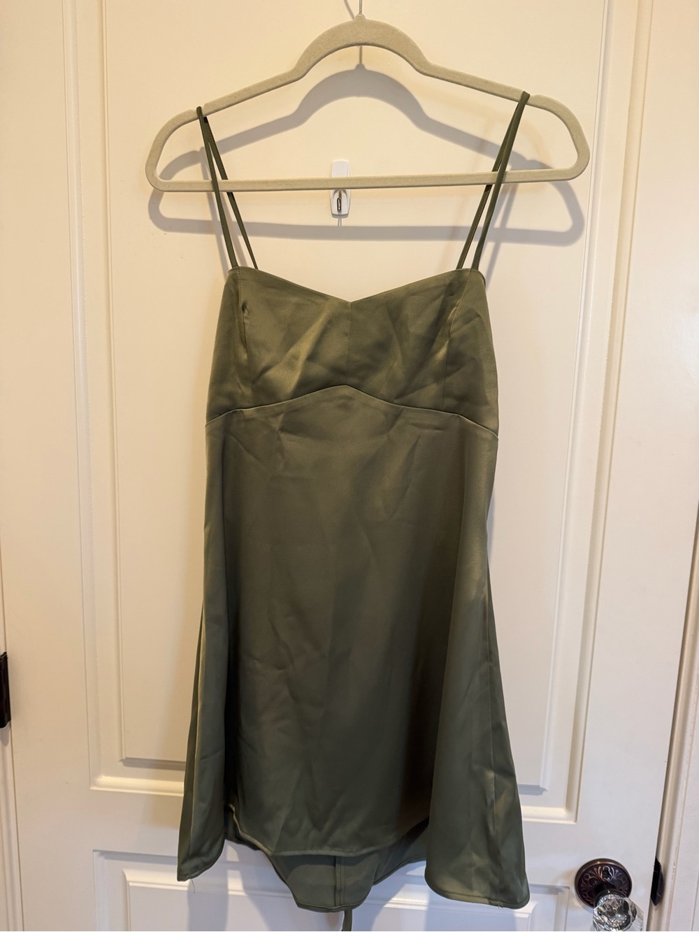 Urban Outfitters Olive Green Satin Slip Dress